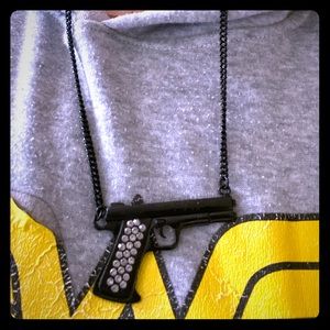 Black chain gun necklace